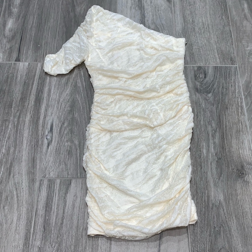 Ark&co ivory lace one shoulder dress- S